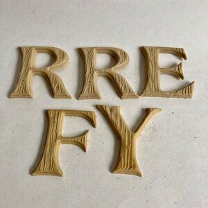 Lot 5 Gerber Industries Plastic Molded Letters Y E R F Faux Wood Look